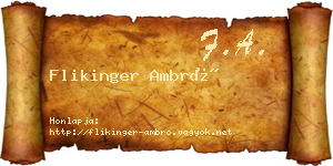 Flikinger Ambró névjegykártya